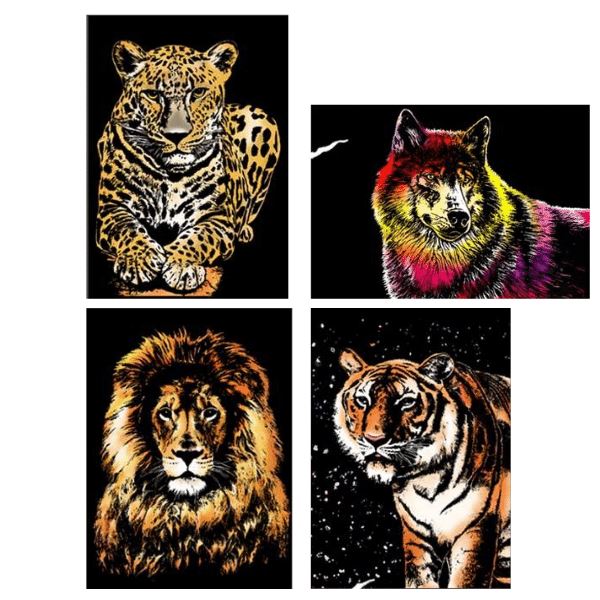 Tableaux à gratter - Lot de 4 XL félins
